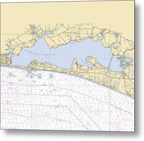Choctawhatchee-bay -florida Nautical Chart _v6 - Metal Print
