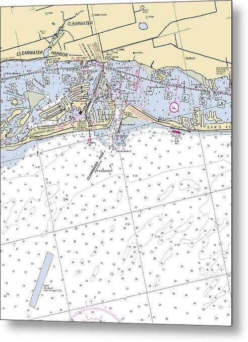Clearwater-florida Nautical Chart - Metal Print