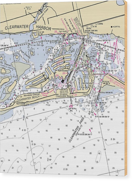 Clearwater -florida Nautical Chart _v2 - Wood Print
