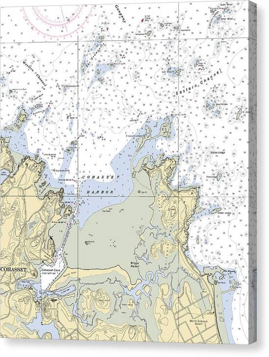 Cohasset Harbor-massachusetts Nautical Chart - Canvas Print