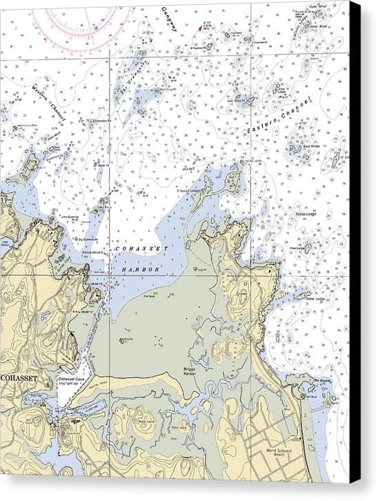 Cohasset Harbor-massachusetts Nautical Chart - Canvas Print
