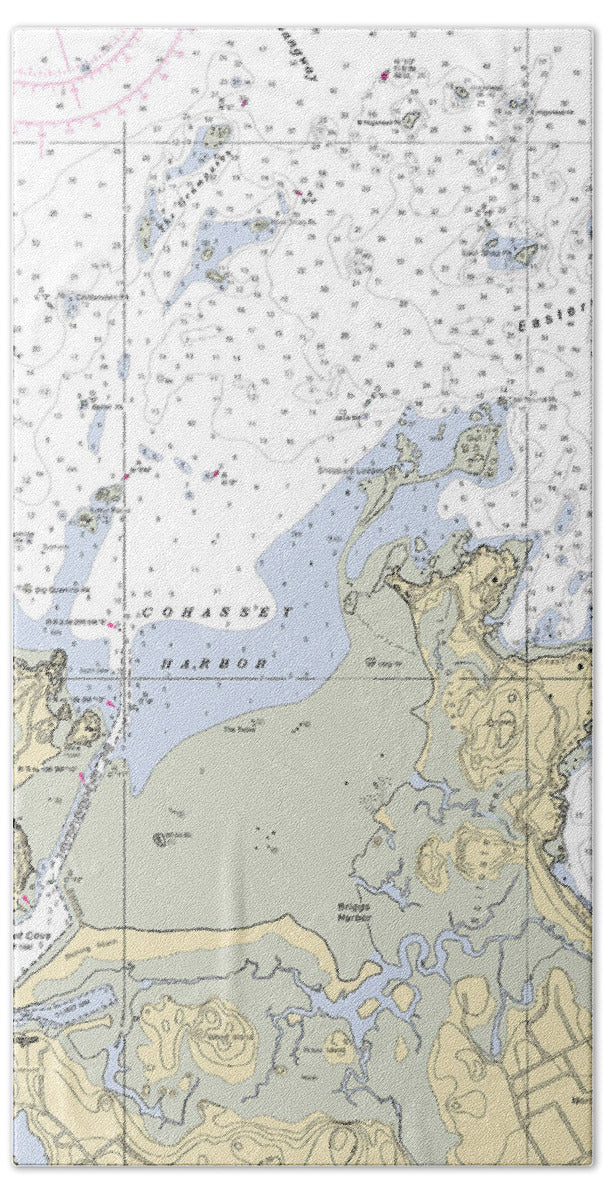 Cohasset Harbor-massachusetts Nautical Chart - Bath Towel