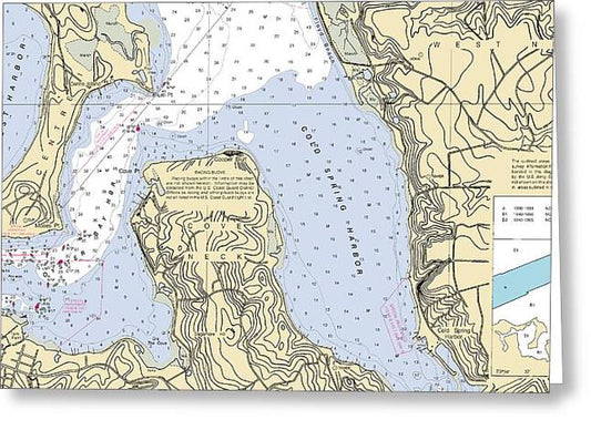 Cold Spring Harbor-new York Nautical Chart - Greeting Card