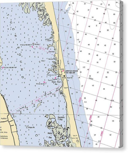 Corolla-north Carolina Nautical Chart - Canvas Print