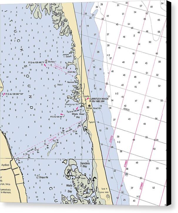 Corolla-north Carolina Nautical Chart - Canvas Print