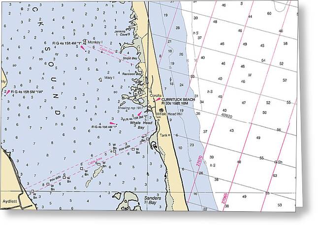 Corolla-north Carolina Nautical Chart - Greeting Card