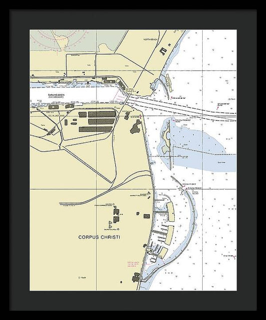 Corpus Christi Harbor Texas Nautical Chart - Framed Print