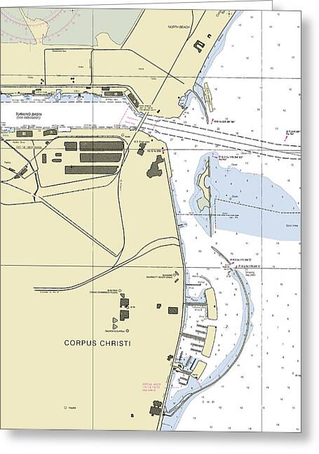 Corpus Christi Harbor Texas Nautical Chart - Greeting Card