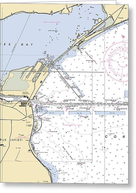 Corpus Christi-texas Nautical Chart - Greeting Card