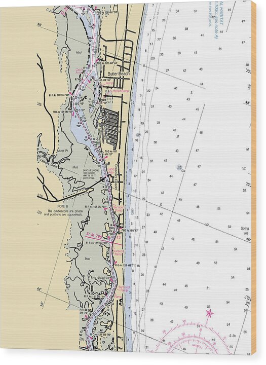 Crescent-beach -florida Nautical Chart _v6 - Wood Print