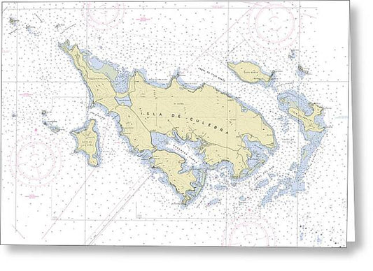 Culebra Puerto Rico Nautical Chart - Greeting Card