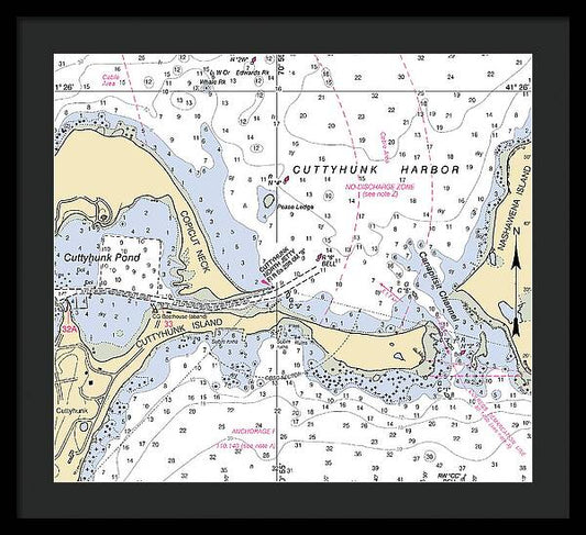 Cuttyhunk Harbor-massachusetts Nautical Chart - Framed Print