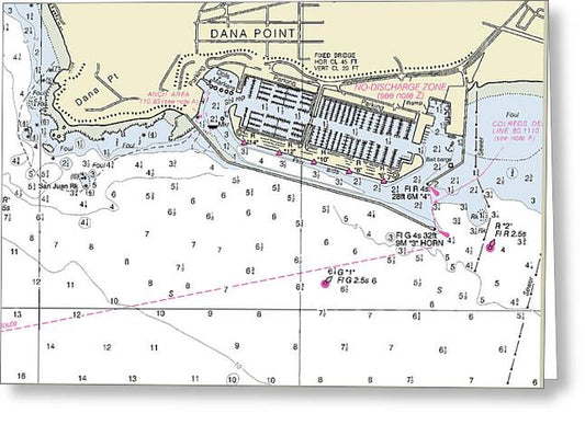 Dana Point California Nautical Chart - Greeting Card