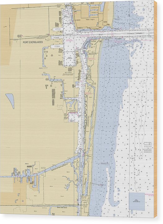 Dania-beach -florida Nautical Chart _v6 - Wood Print