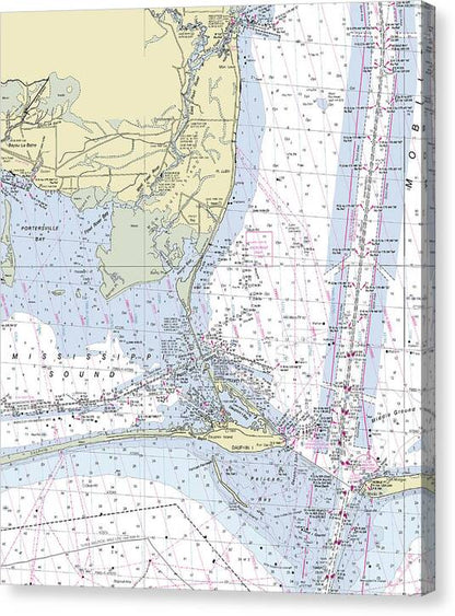Dauphin Island Alabama Nautical Chart - Canvas Print