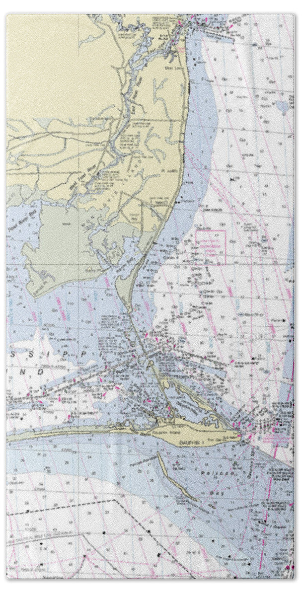 Dauphin Island Alabama Nautical Chart - Bath Towel