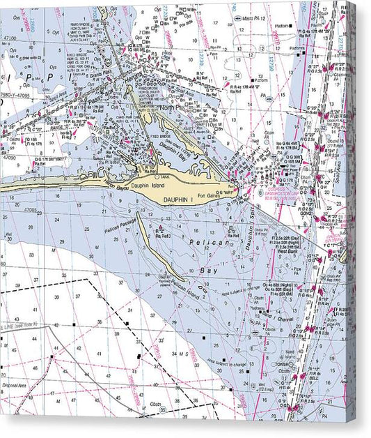 Dauphin Island Alabama Nautical Chart_v2 - Canvas Print