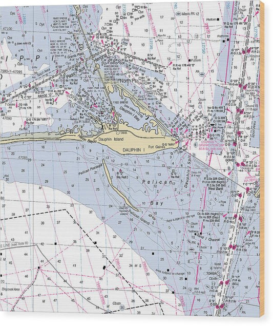 Dauphin Island Alabama Nautical Chart_v2 - Wood Print