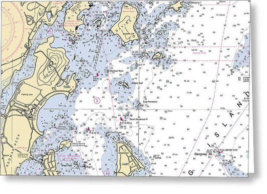 Davids Island-new York Nautical Chart - Greeting Card