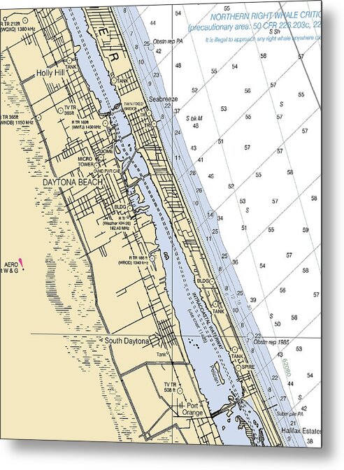 Daytona Beach  -florida Nautical Chart _v2 - Metal Print