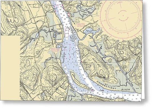 Deep River-connecticut Nautical Chart - Greeting Card