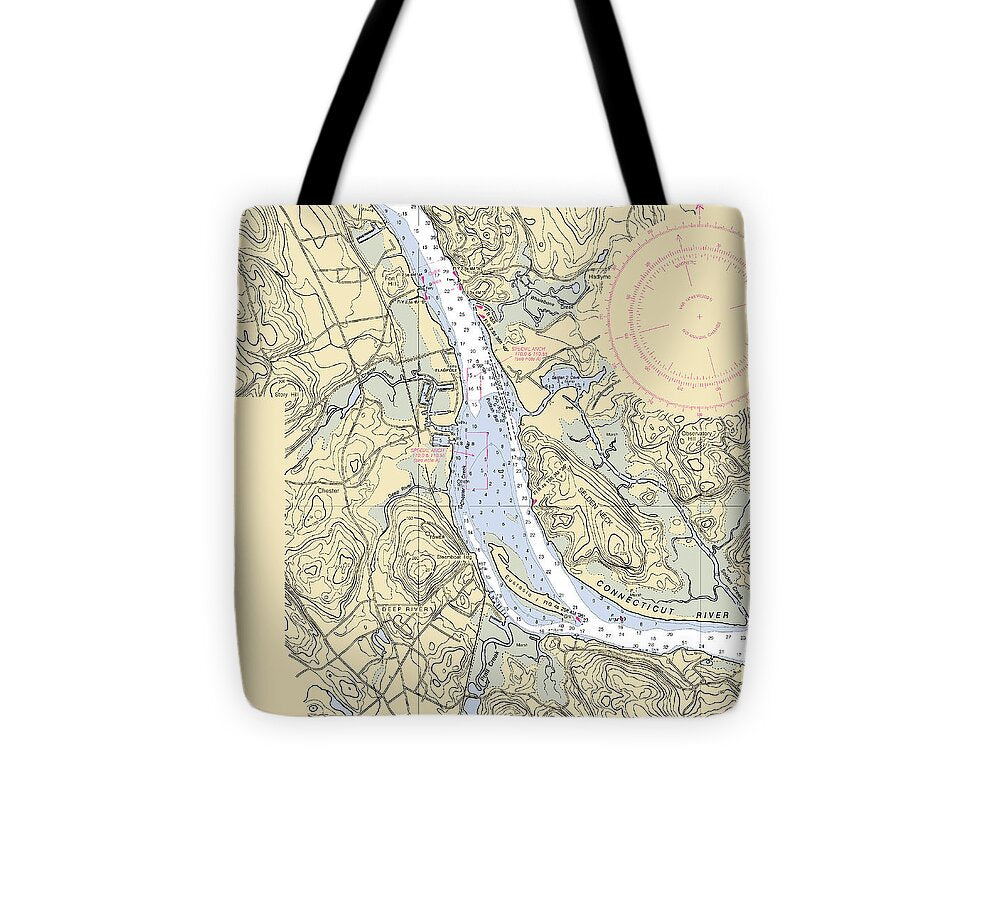 Deep River-connecticut Nautical Chart - Tote Bag