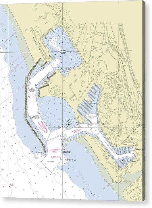 Del Mar Boat Basin California Nautical Chart - Acrylic Print
