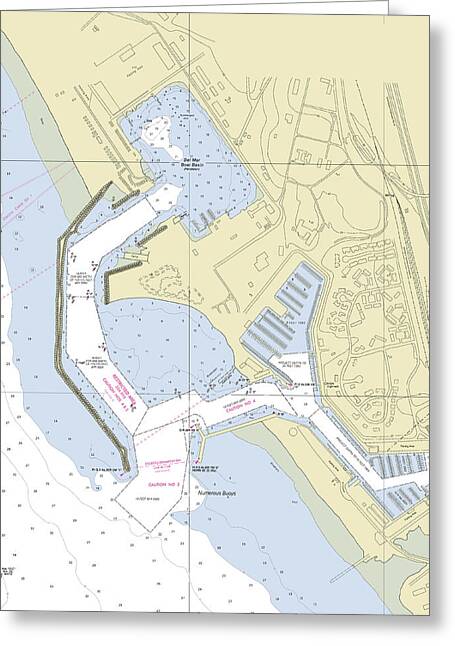 Del Mar Boat Basin California Nautical Chart - Greeting Card