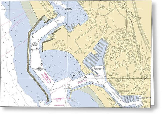 Del-mar-boat-basin -california Nautical Chart _v6 - Greeting Card