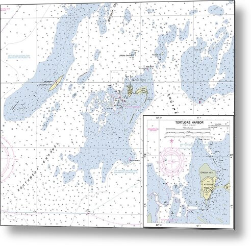 Dry Tortugas Florida Nautical Chart - Metal Print