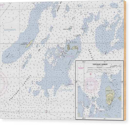 Dry Tortugas Florida Nautical Chart - Wood Print