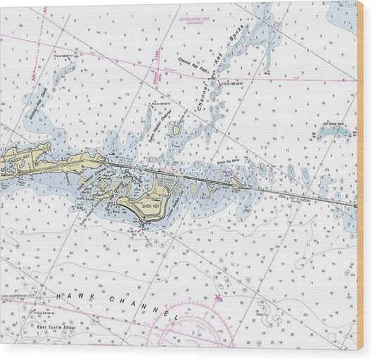 Duck Key Florida Nautical Chart - Wood Print