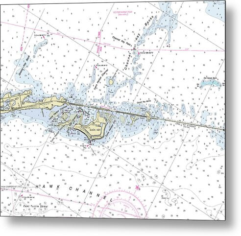 Duck Key Florida Nautical Chart - Metal Print