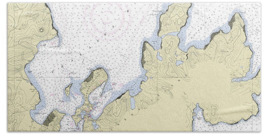 Dutch Harbor Alaska Nautical Chart - Bath Towel