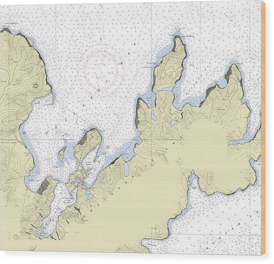 Dutch Harbor Alaska Nautical Chart - Wood Print