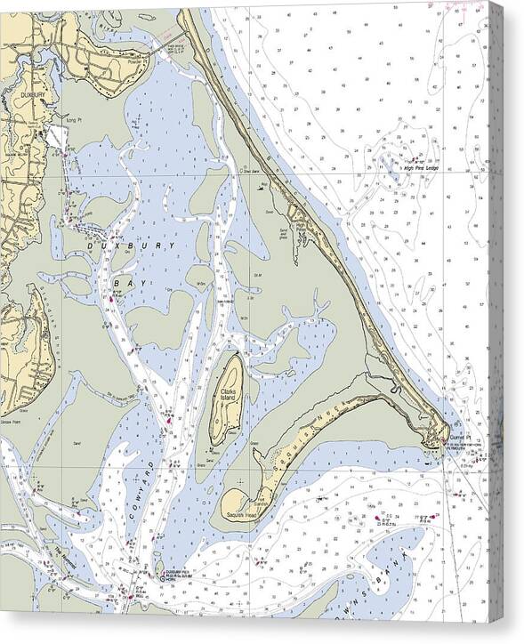 Duxbury Bay-massachusetts Nautical Chart - Canvas Print