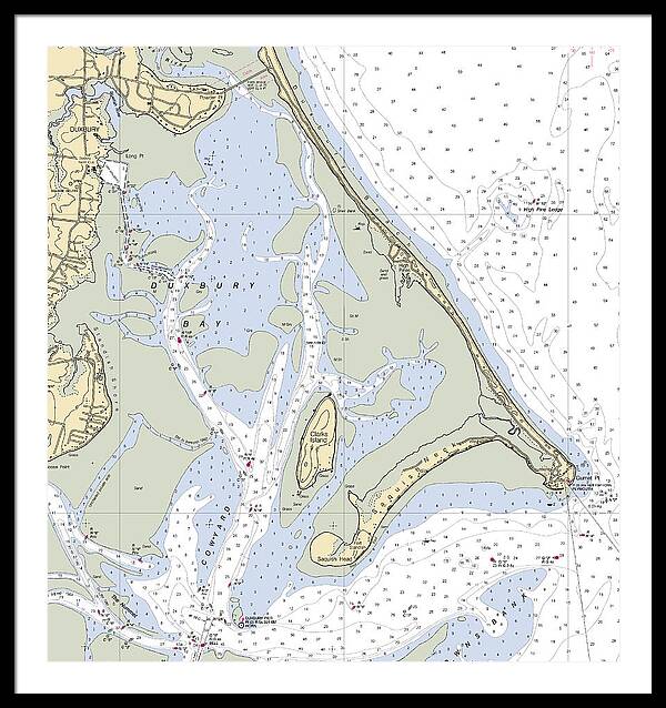 Duxbury Bay-massachusetts Nautical Chart - Framed Print