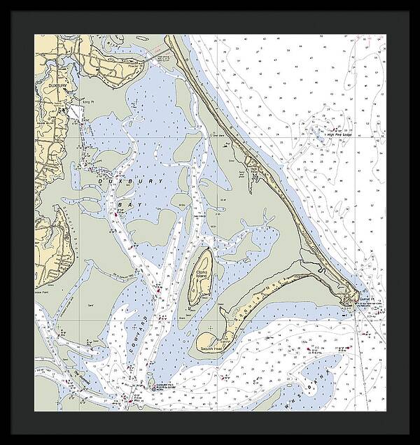 Duxbury Bay-massachusetts Nautical Chart - Framed Print