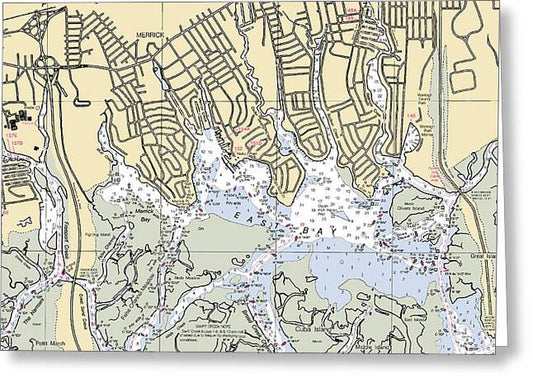 East Bay-new York Nautical Chart - Greeting Card