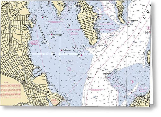 East Chester Bay-new York Nautical Chart - Greeting Card