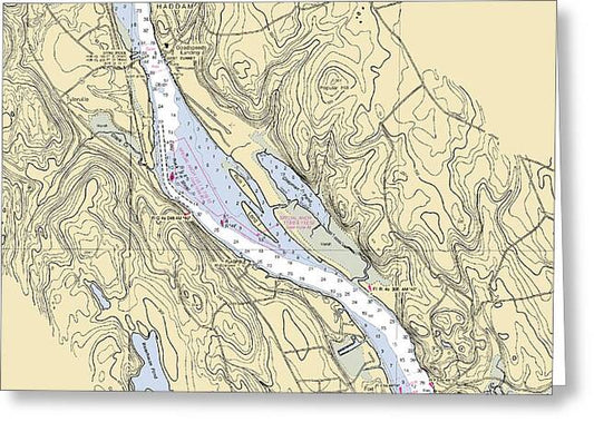 East Haddam-connecticut Nautical Chart - Greeting Card