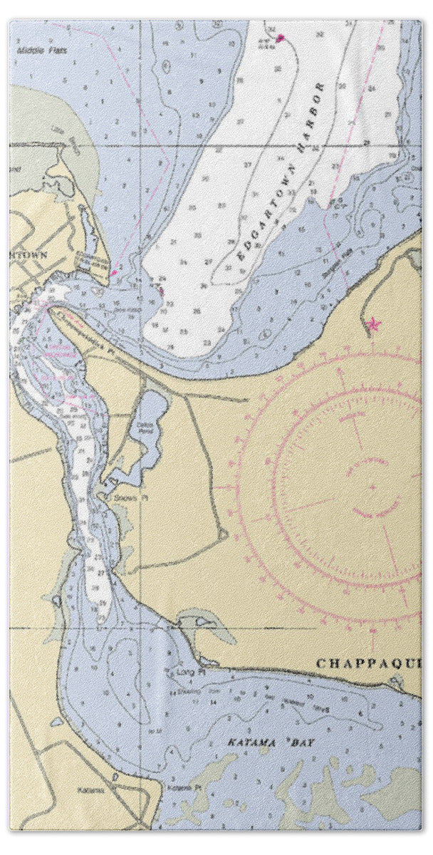Edgartown-massachusetts Nautical Chart - Bath Towel