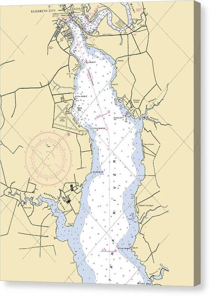 Elizabeth City-north Carolina Nautical Chart - Canvas Print