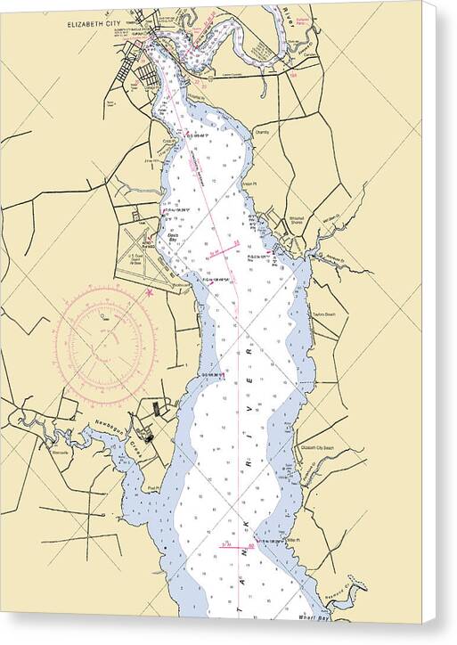 Elizabeth City-north Carolina Nautical Chart - Canvas Print