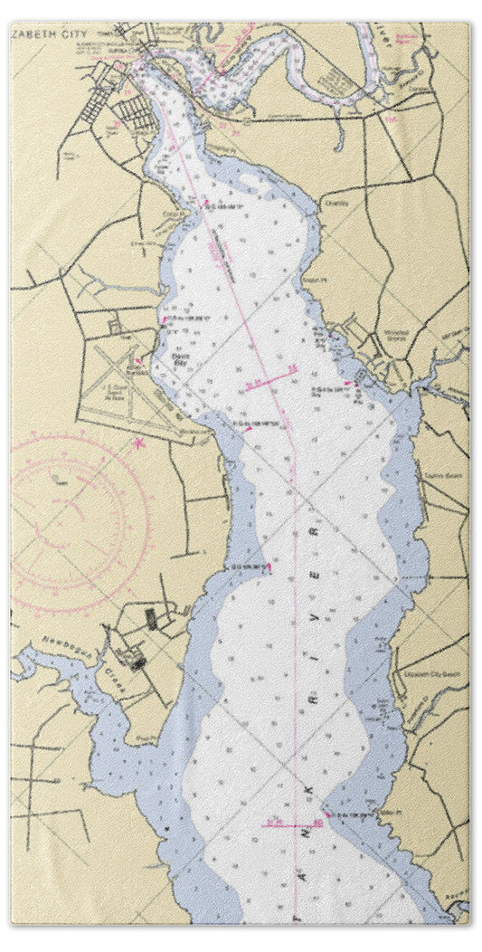 Elizabeth City-north Carolina Nautical Chart - Bath Towel
