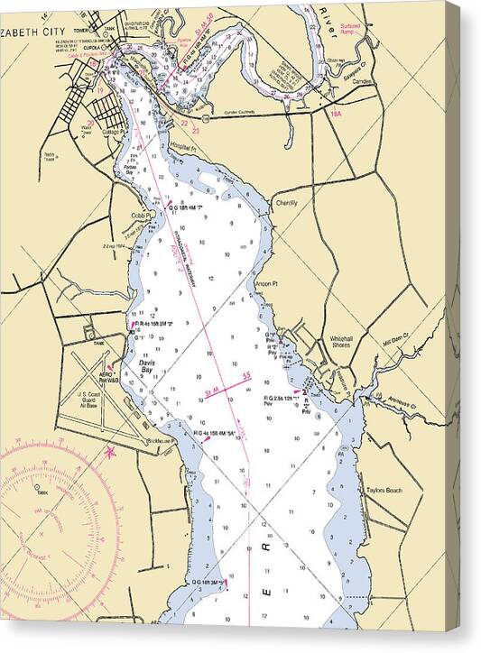 Elizabeth City  -north Carolina Nautical Chart _v2 - Canvas Print