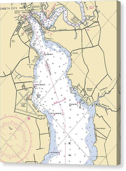 Elizabeth City  -north Carolina Nautical Chart _v2 - Canvas Print