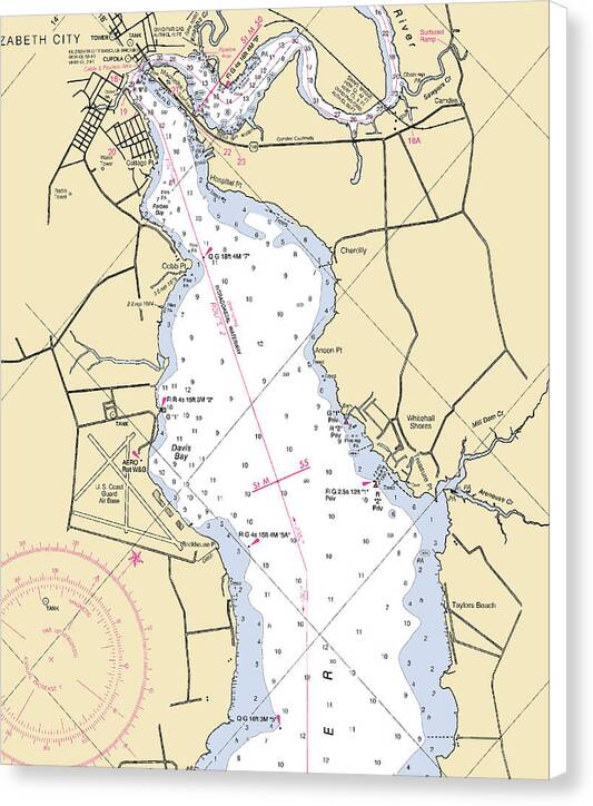 Elizabeth City  -north Carolina Nautical Chart _v2 - Canvas Print