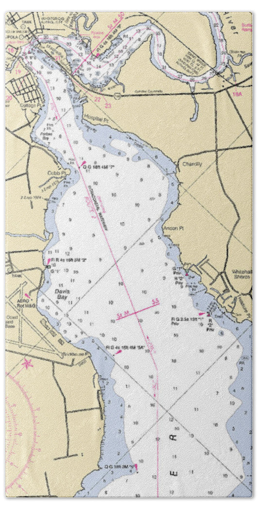 Elizabeth City  -north Carolina Nautical Chart _v2 - Bath Towel