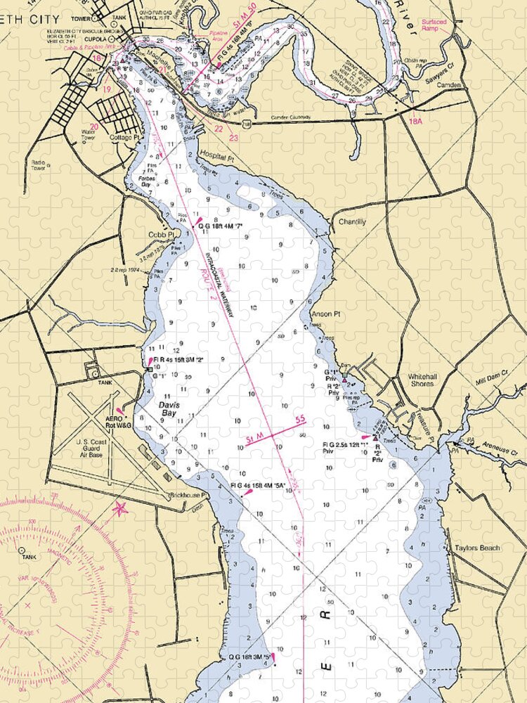 Elizabeth City  -north Carolina Nautical Chart _v2 - Puzzle